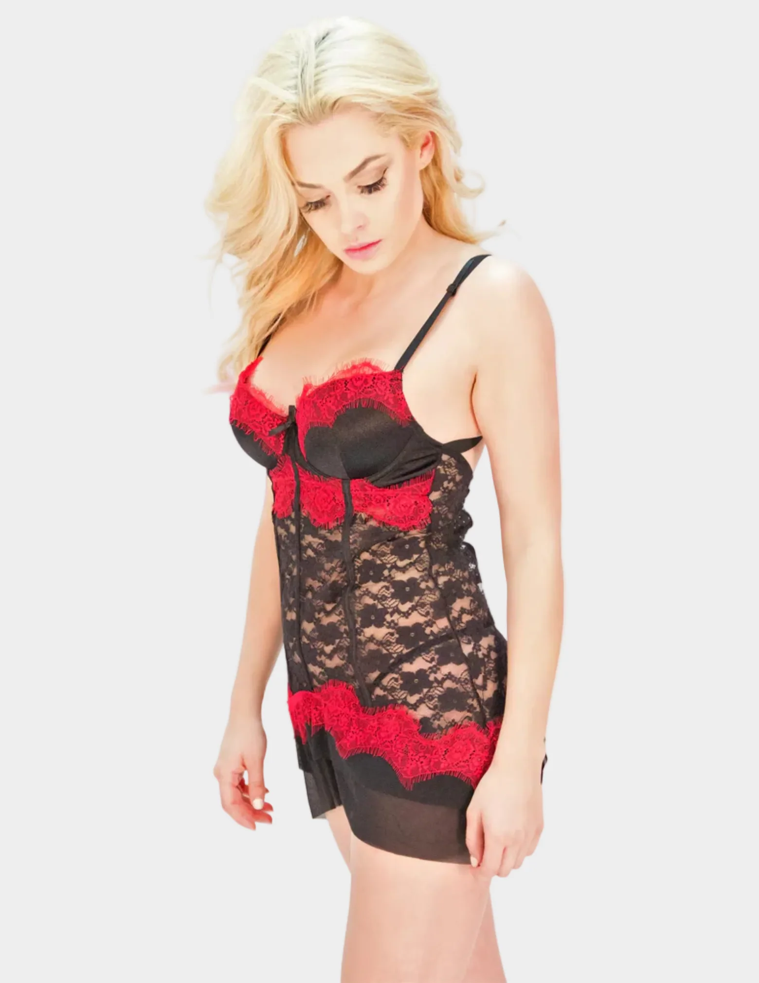 Molded Cup Lace Babydoll - Image 3