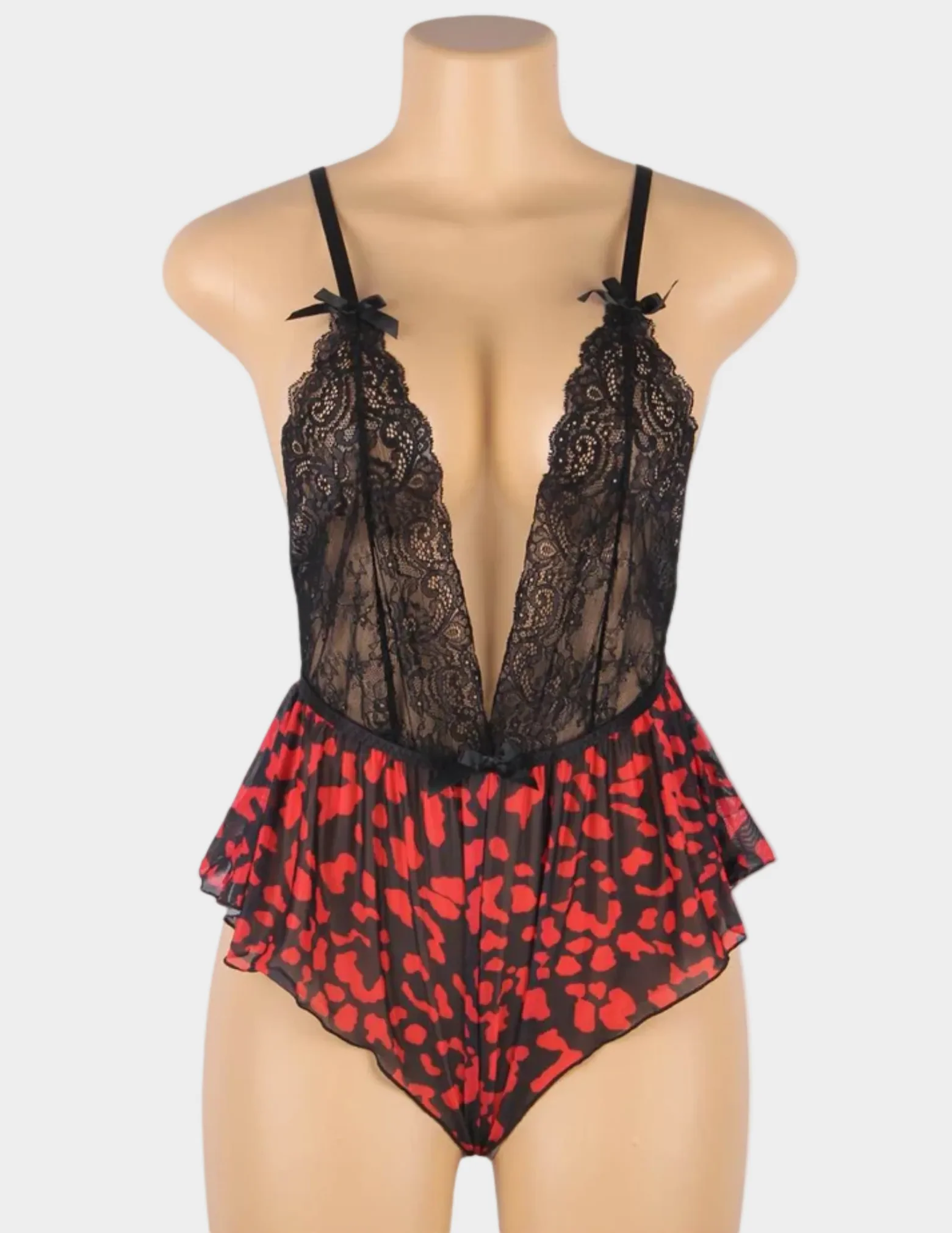 Floral Plunge Neck Teddy - Image 4