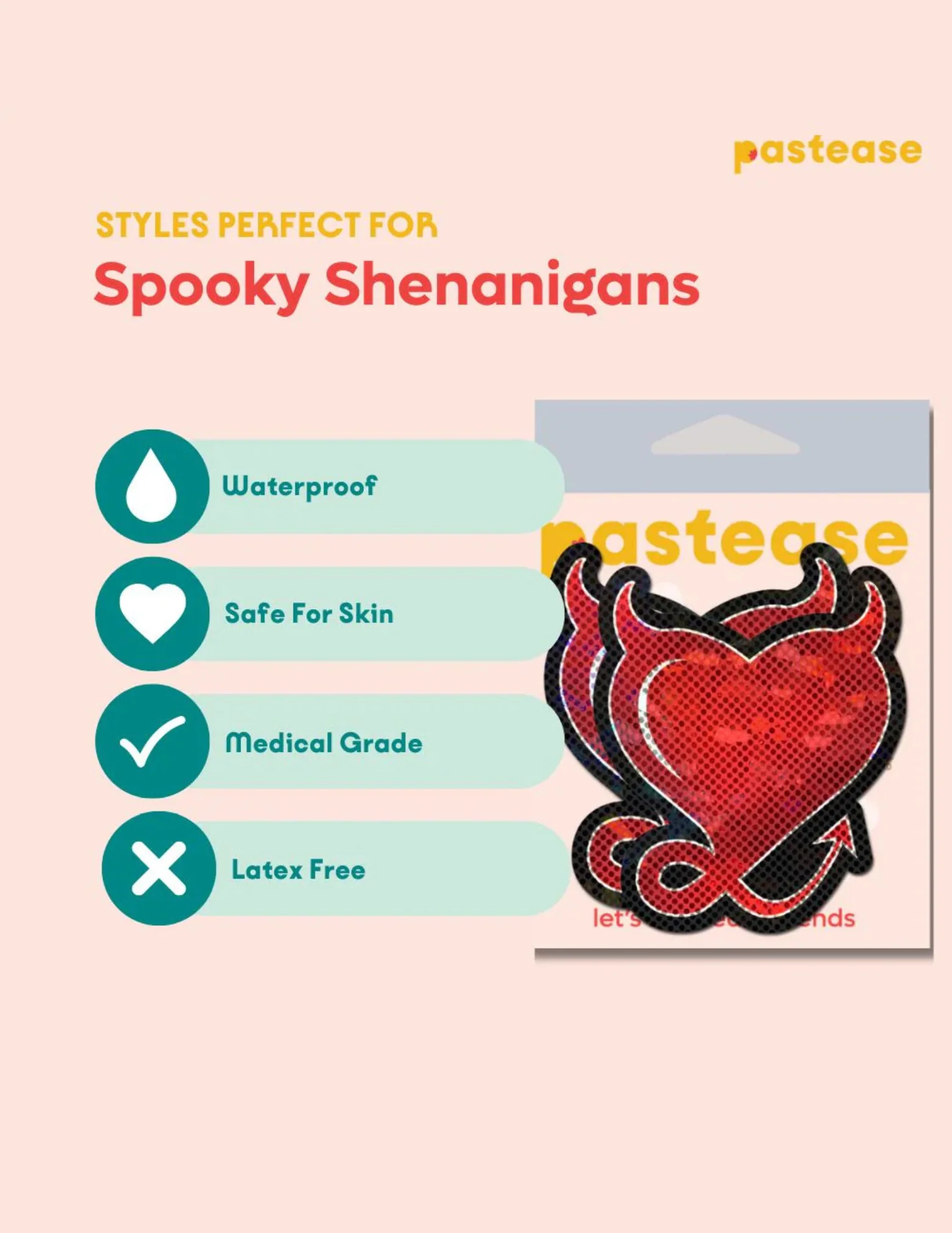 Red Glitter Hearts with Devil Nipple Covers - Image 3
