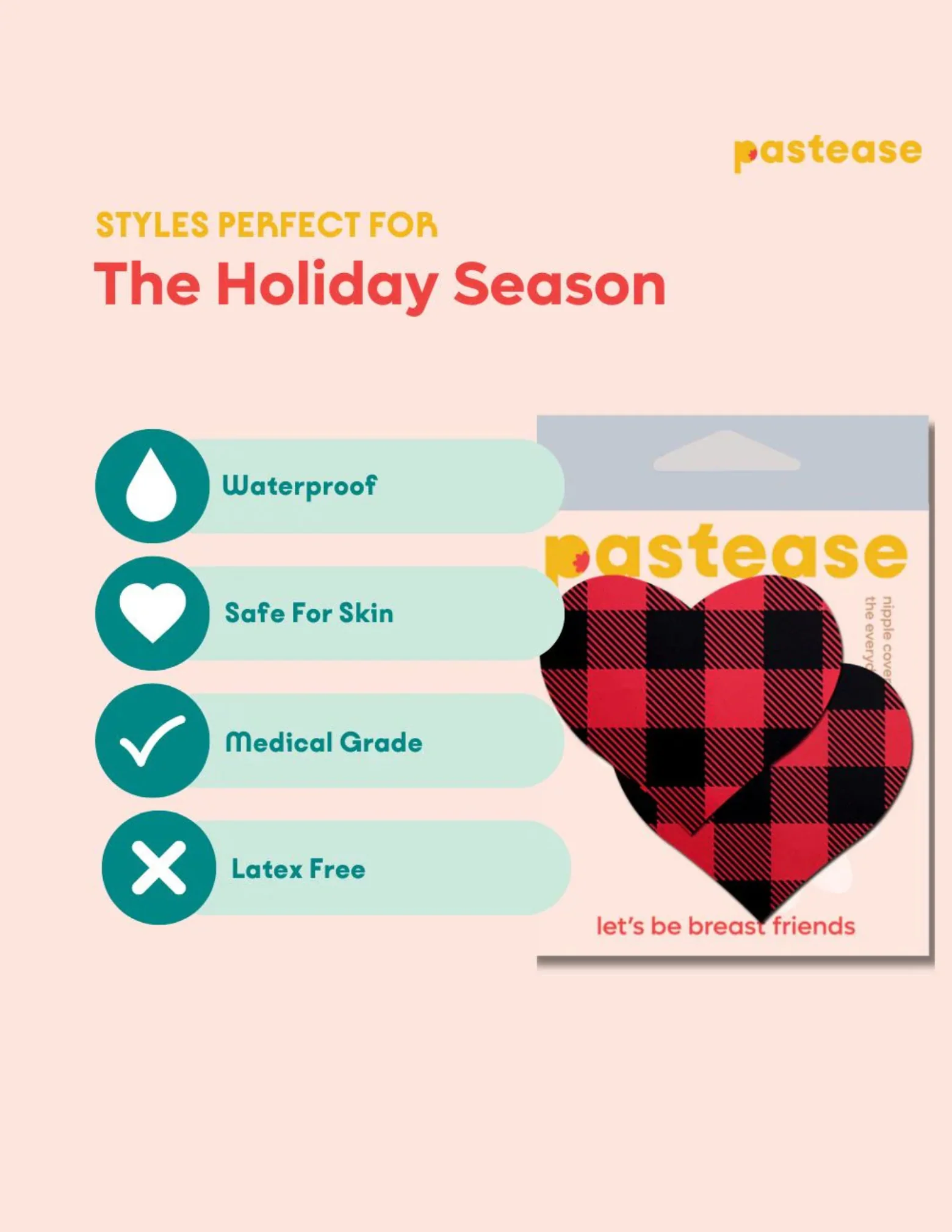 Buffalo Plaid Red Heart Nipple Covers - Image 4