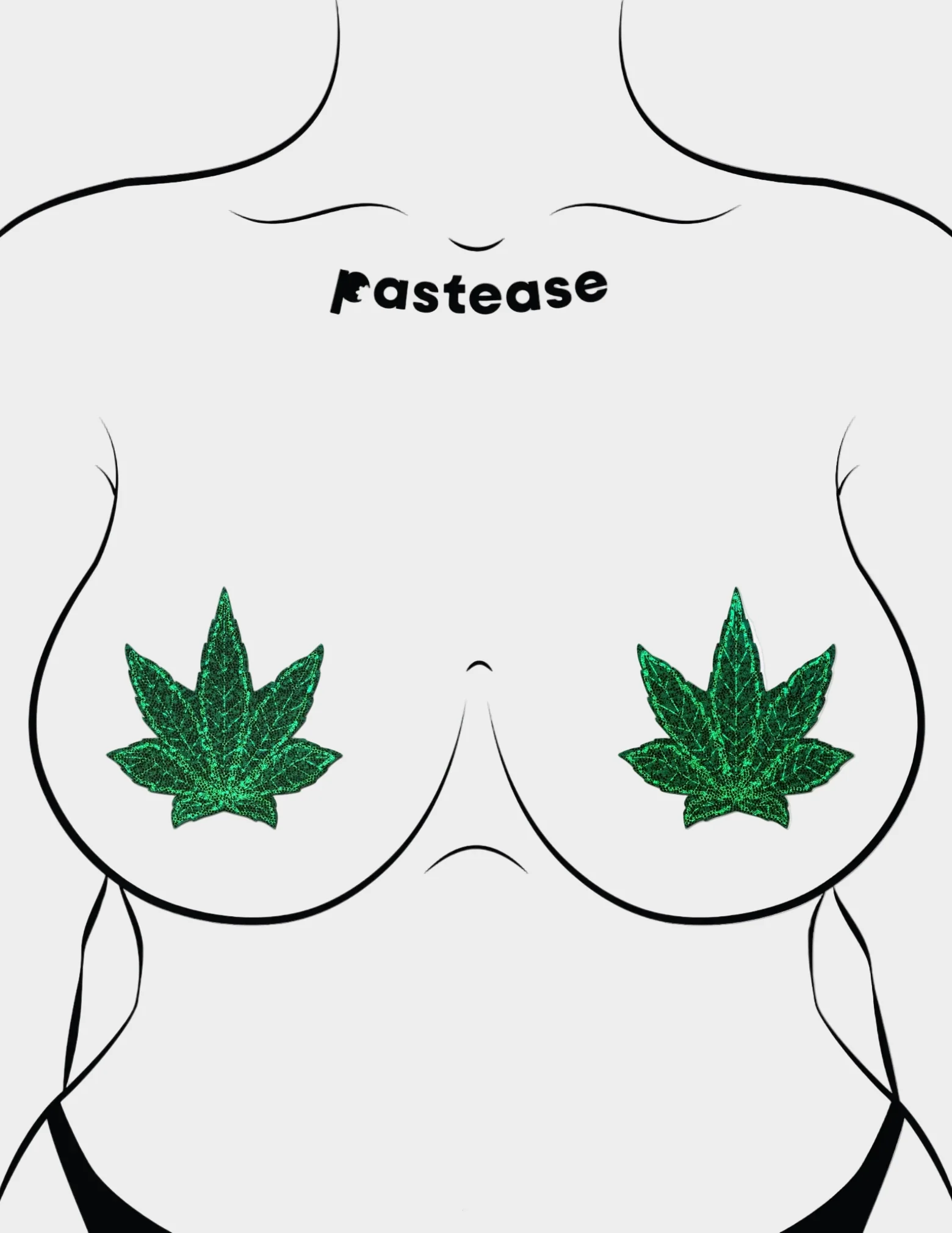 Indica Pot Leaf Glitter Green Nipple Covers - Image 3
