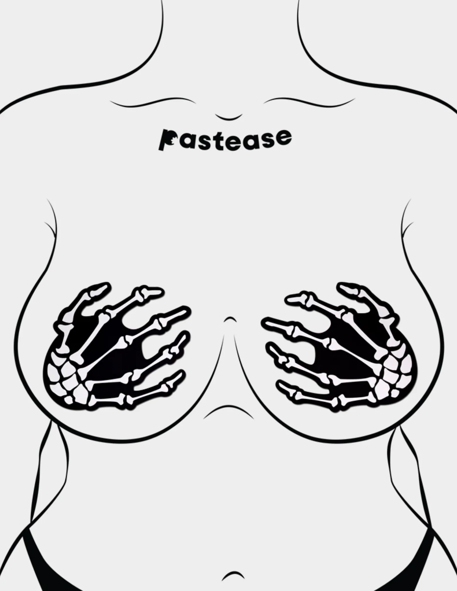 White Boney Skeleton Hands Nipple Covers - Image 3